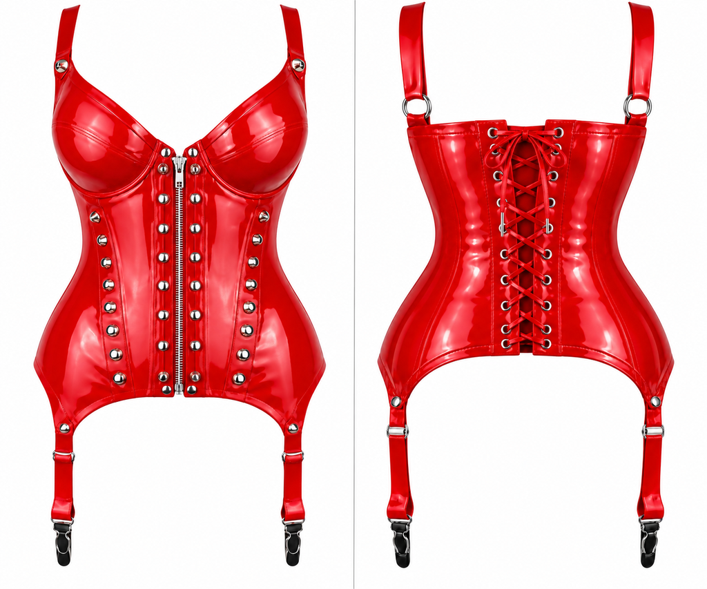 PVC Gloss OverBust Corset Harness Bodysuit Gothic Buckle Bustier Steampunk Fetish