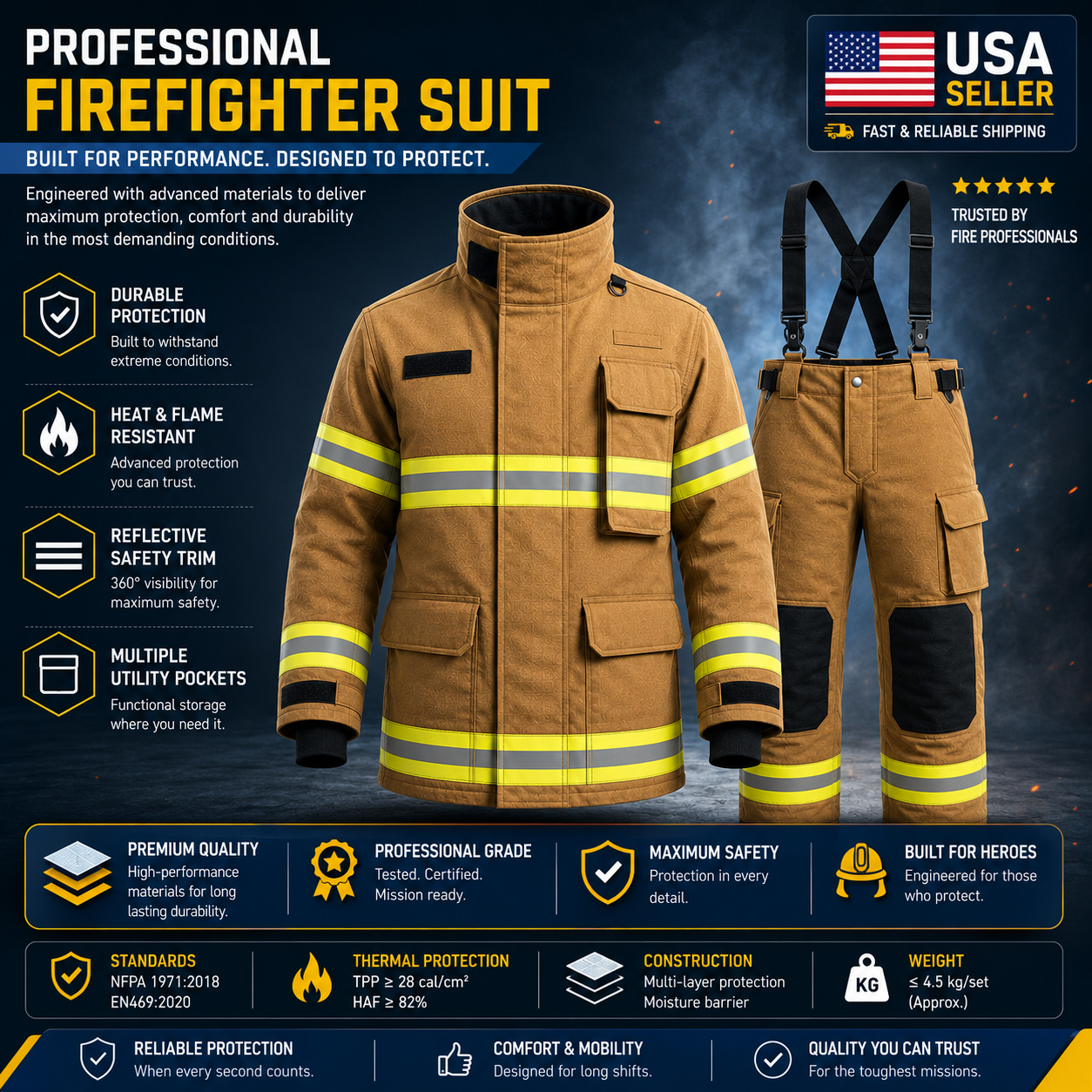 Firefighter Suit With NFPA1971 Certified