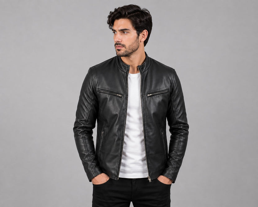 Mens Primium Leather Jacket - Ionic Black Leather Jacket