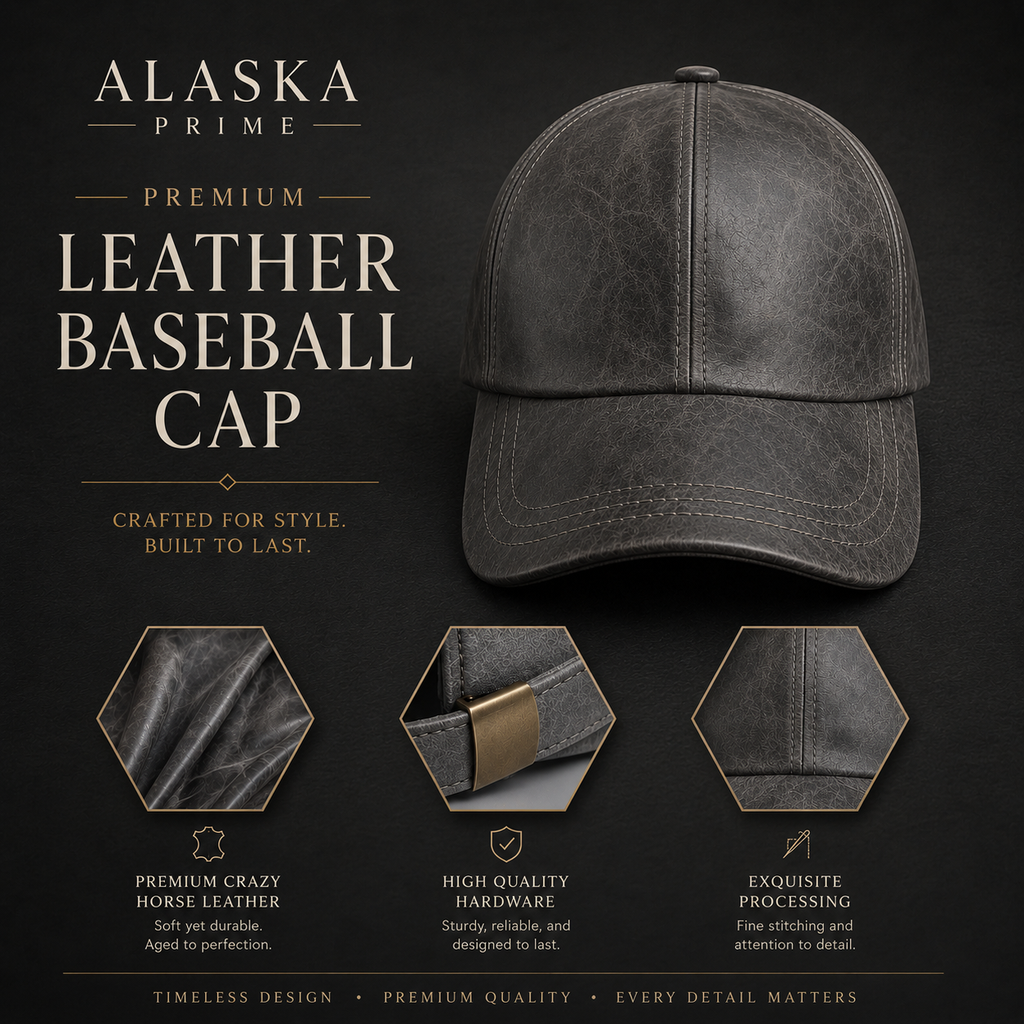 Unisex Leather Baseball Cap Distressed Biker Hat Adjustable Sports Casual Strap