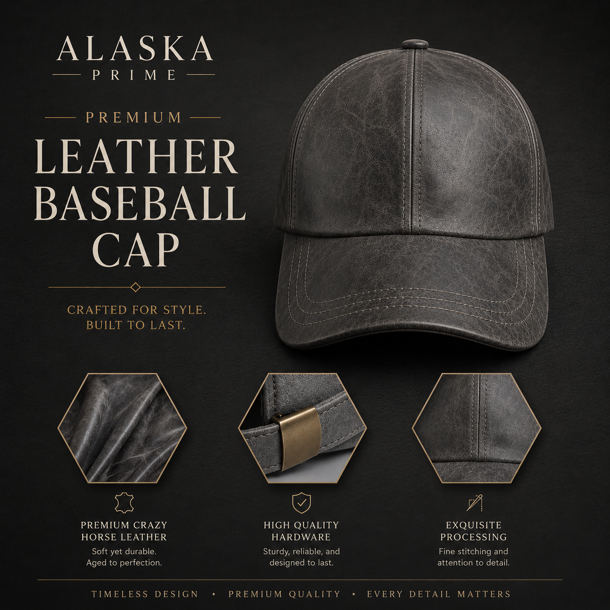 Unisex Leather Baseball Cap Distressed Biker Hat Adjustable Sports Casual Strap