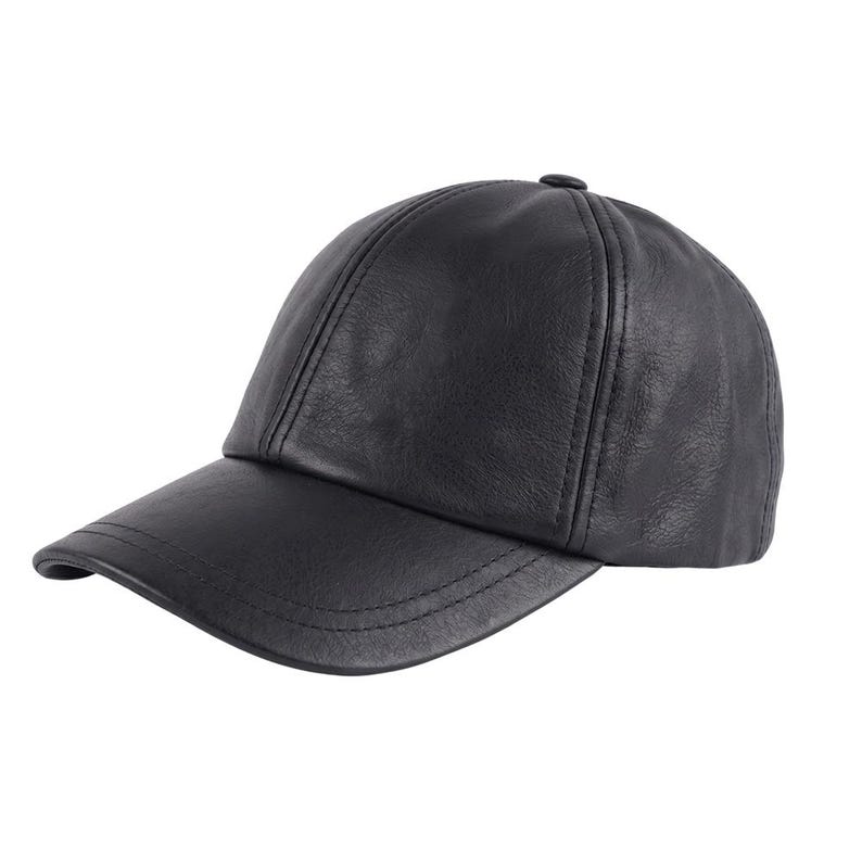Unisex Leather Baseball Cap Distressed Biker Hat Adjustable Sports Casual Strap