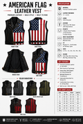 Men Genuine Leather USA Flag Vest Biker Motorcycle Belted Vest