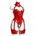 Women’s PVC Glossy Corset Harness Bodysuit Gothic Buckle Bustier Steampunk Fetish