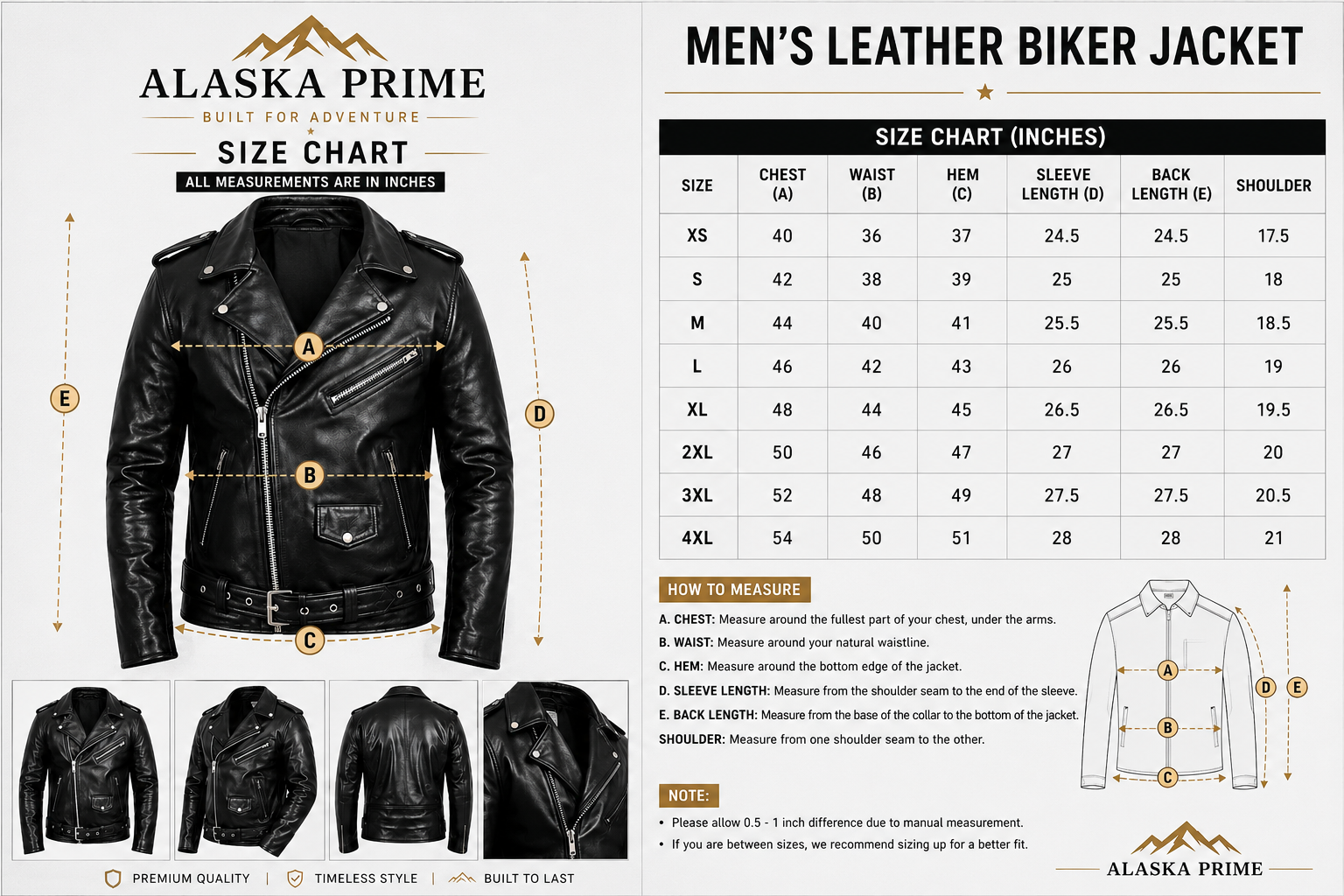 Mens Primium Leather Jacket Crocodile / Biker / Outerwear Jacket