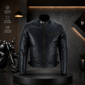 Mens Cafe Racer Leather Jacket Vintage Padded Shoulder Biker Outerwear Jacket (Copy)