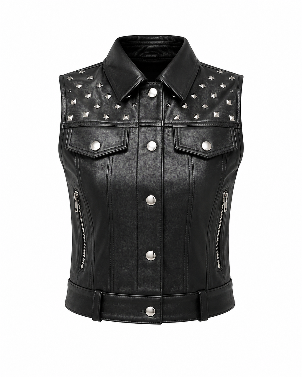 Handmade Women’s  Leather Vest Slim Fit