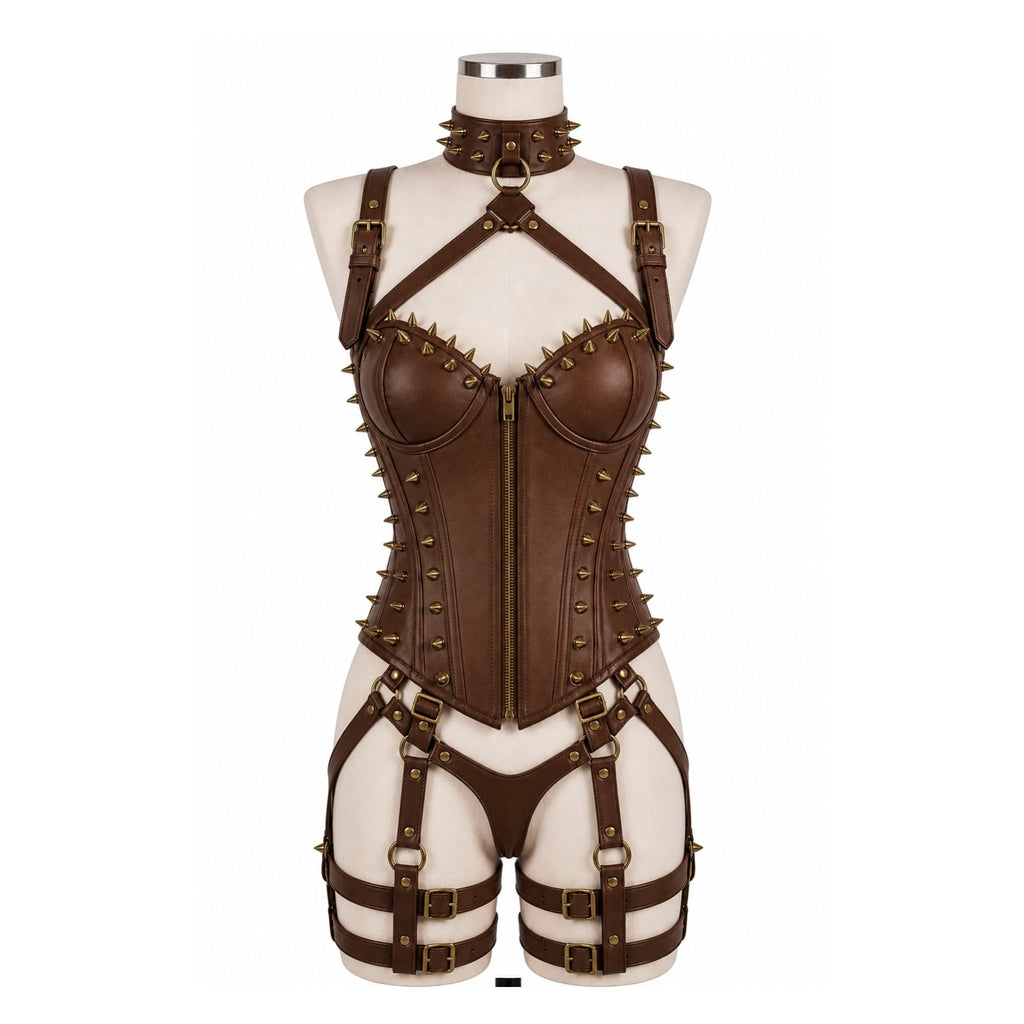 Leather OverBust Corset (With Studs)