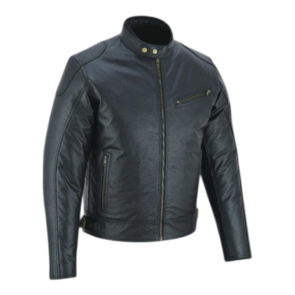 Mens Cafe Racer Leather Jacket Vintage Padded Shoulder Biker Outerwear Jacket (Copy)