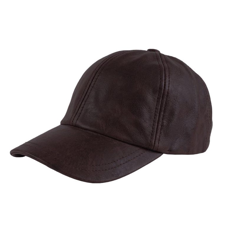Unisex Leather Baseball Cap Distressed Biker Hat Adjustable Sports Casual Strap