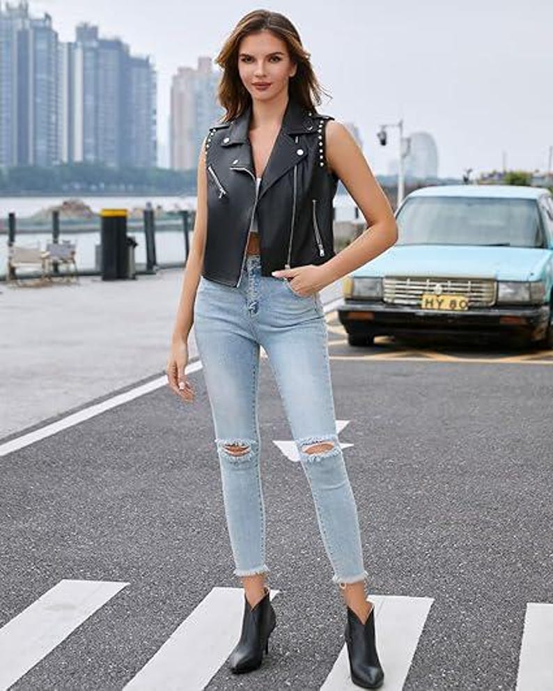 Handmade Womens Leather Vest in Fabulous Style