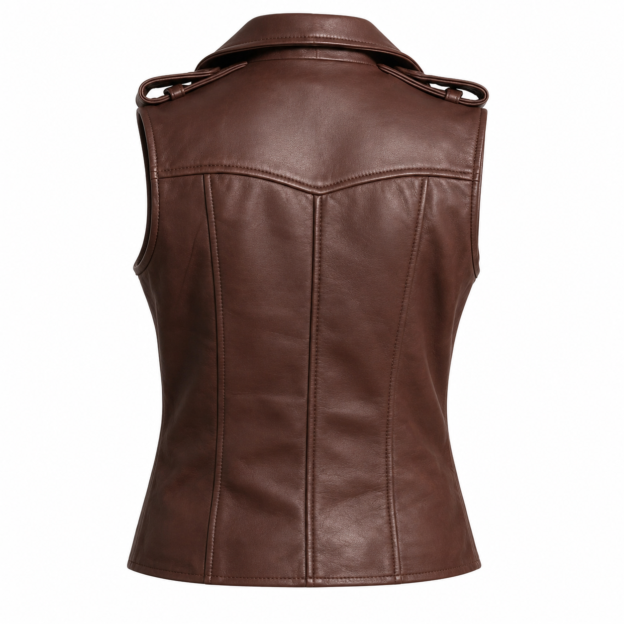 Women’s Maroon Leather Biker Vest Slim Fit Asymmetrical Zipper Moto Style