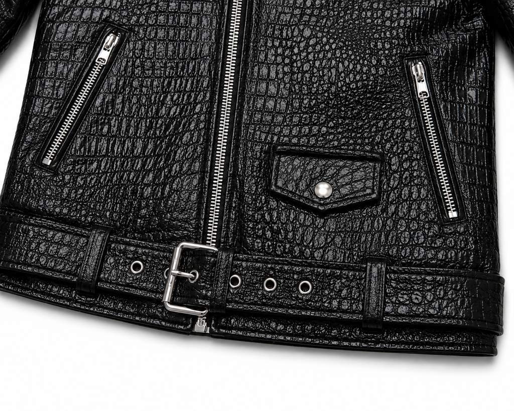 Mens Primium Leather Jacket Crocodile / Biker / Outerwear Jacket