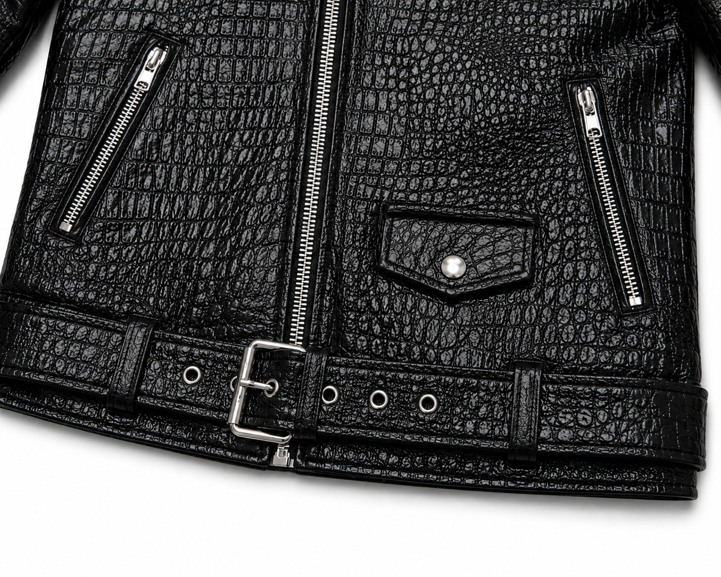 Mens Primium Leather Jacket Crocodile / Biker / Outerwear Jacket