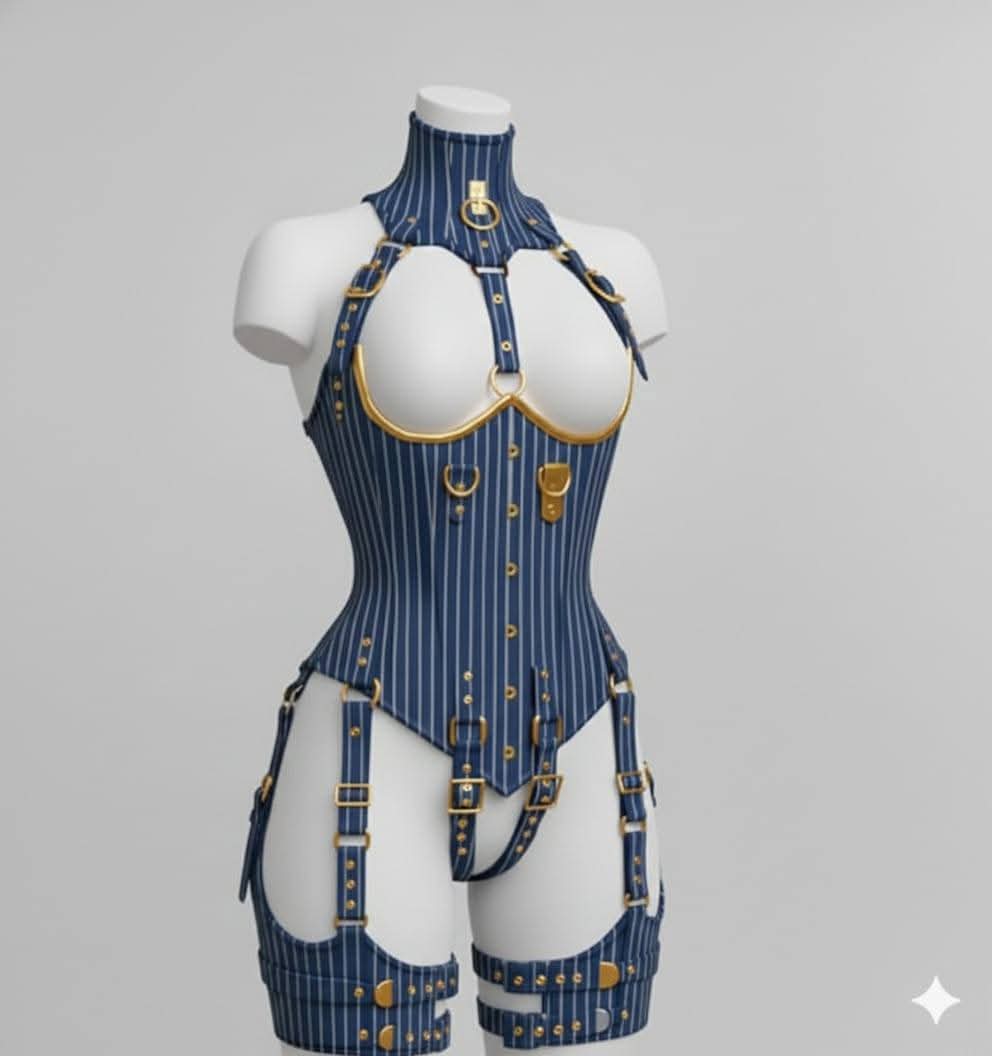 Women’s Leather Corset Harness Bodysuit Gothic Buckle Bustier Steampunk Fetish