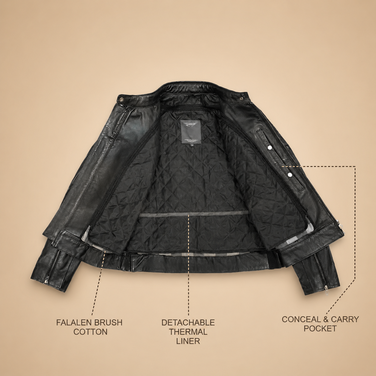 ALICE Women Leather Cafe Racer Jacket Vintage Padded Shoulder Biker Armor Coat