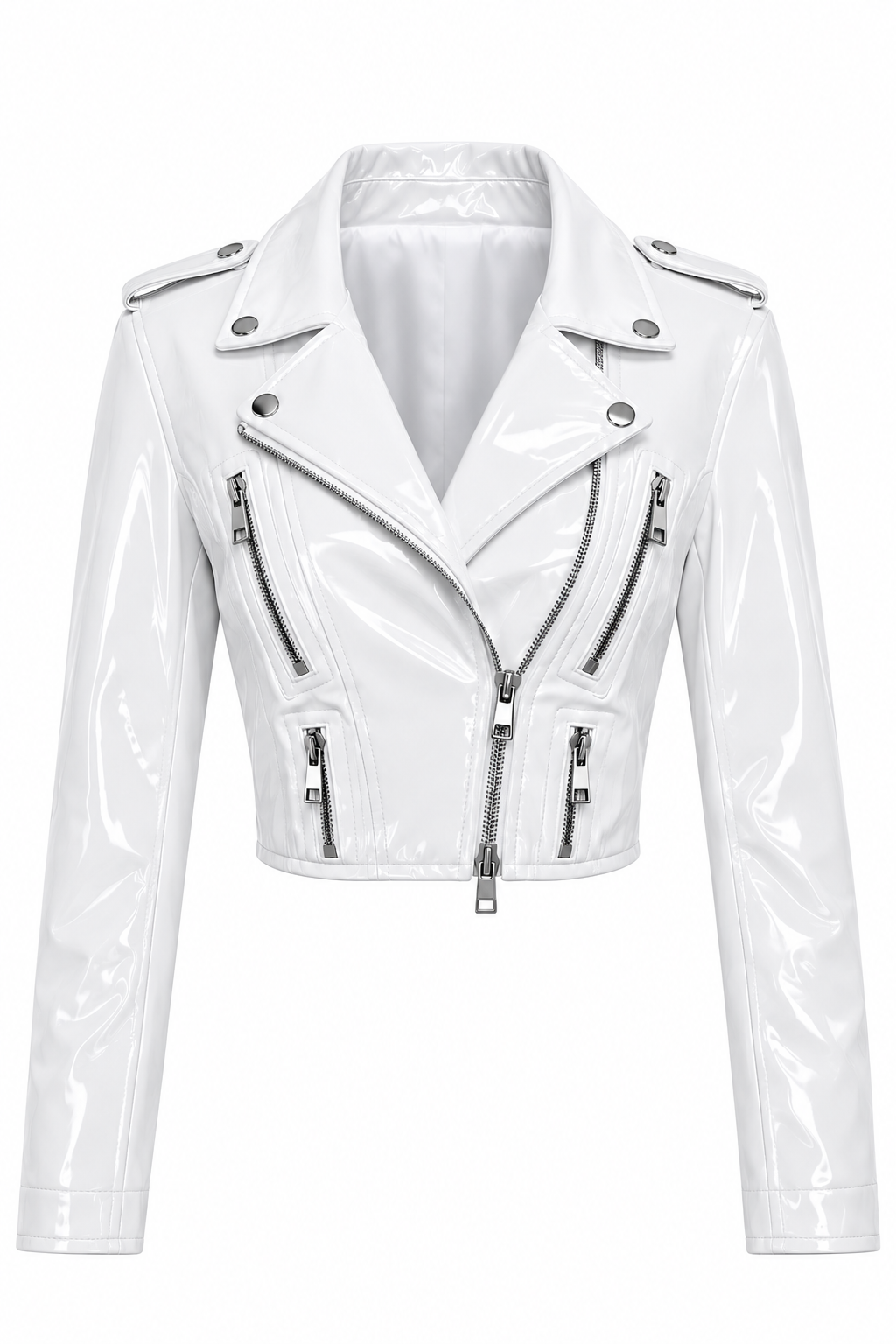 PVC - Women's Stunning Motorcycle Cropped Jacket