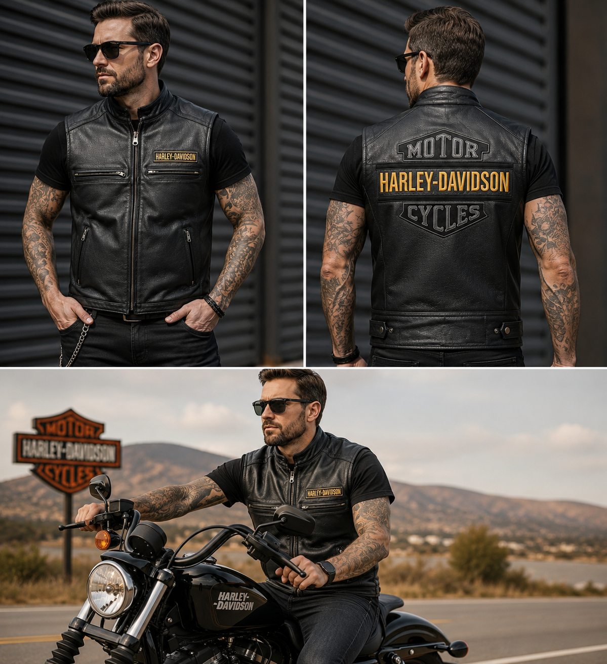 Harley Davidson-Motorcycle Leather Vest