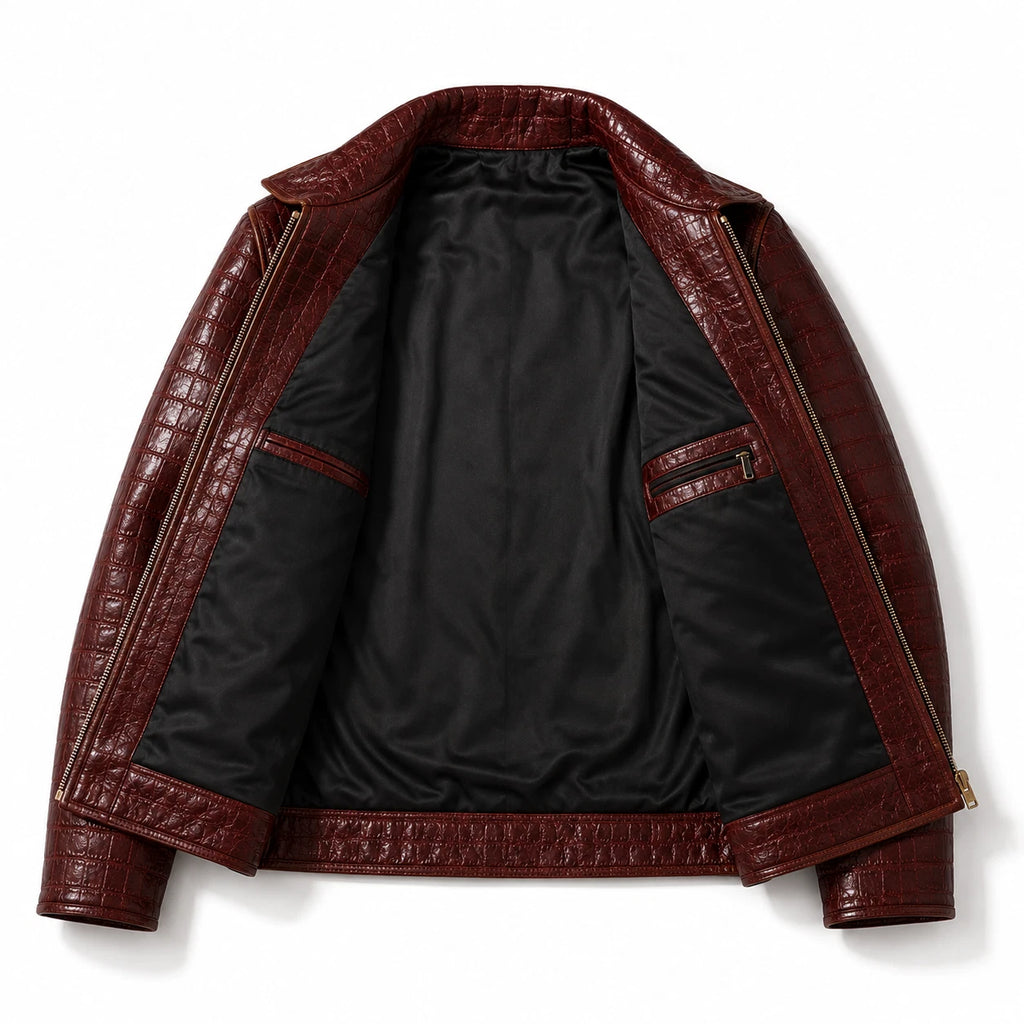 Mens Primium Leather Jacket Crocodile / Biker / Outerwear Jacket