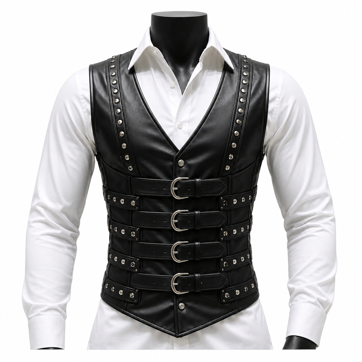 Mens Corset Vest Real Leather Steel Boned Steampunk Gothic Business VEST USA