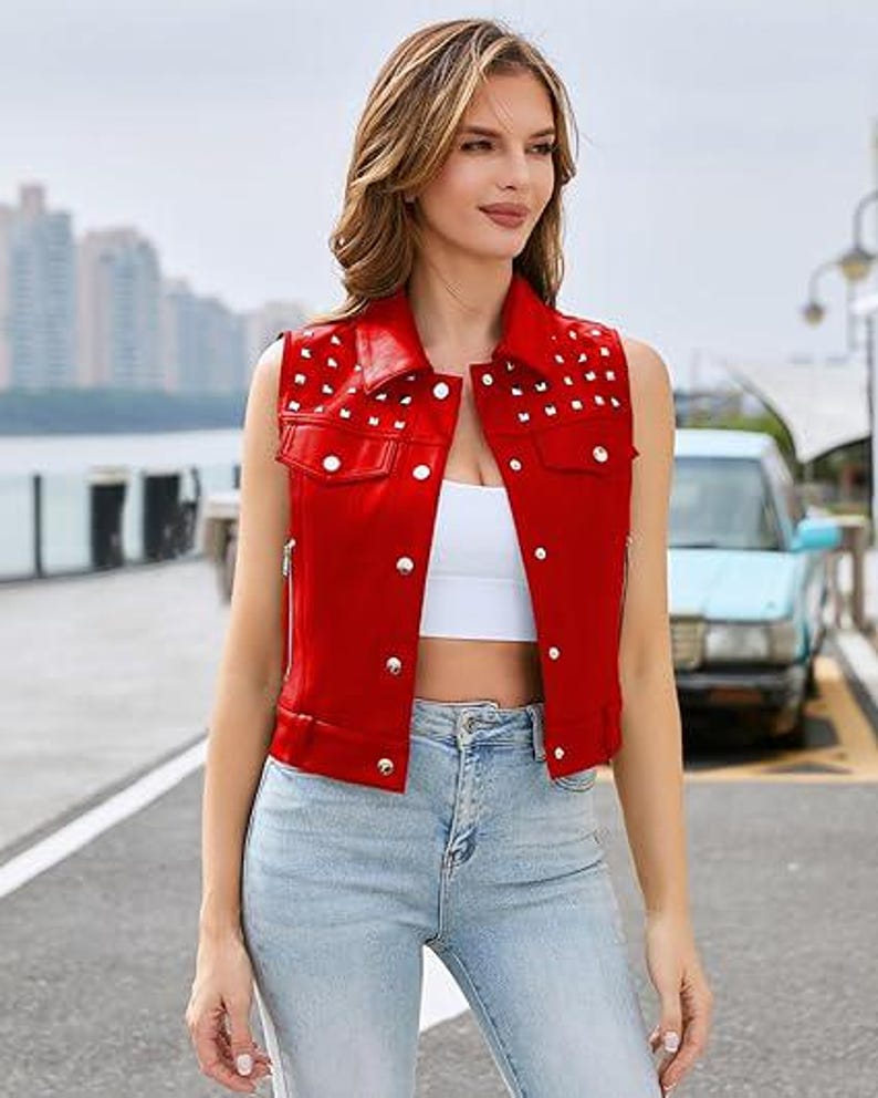 Handmade Women’s  Leather Vest Slim Fit