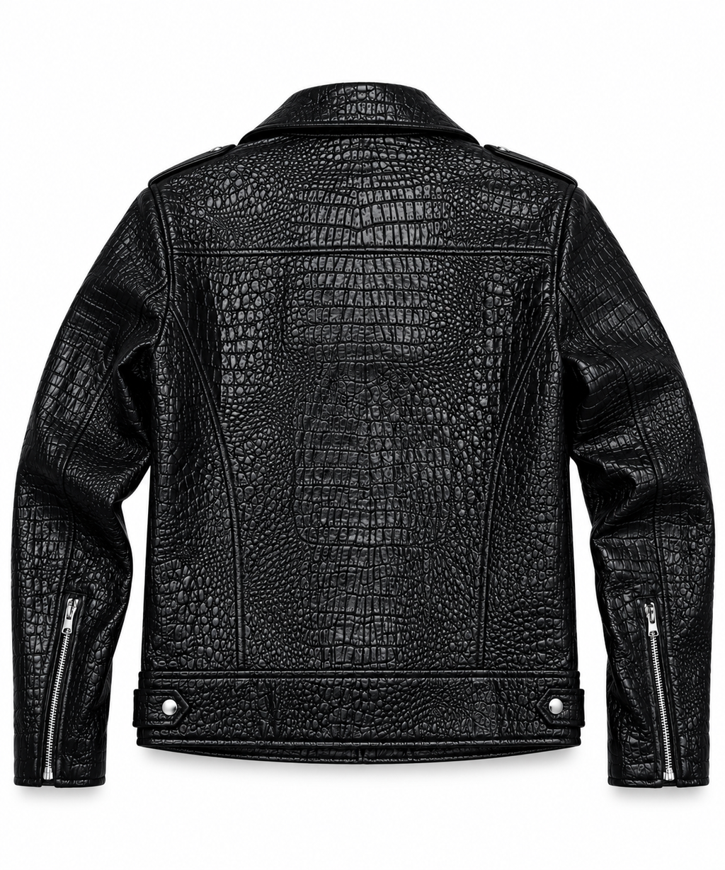 Mens Primium Leather Jacket Crocodile / Biker / Outerwear Jacket