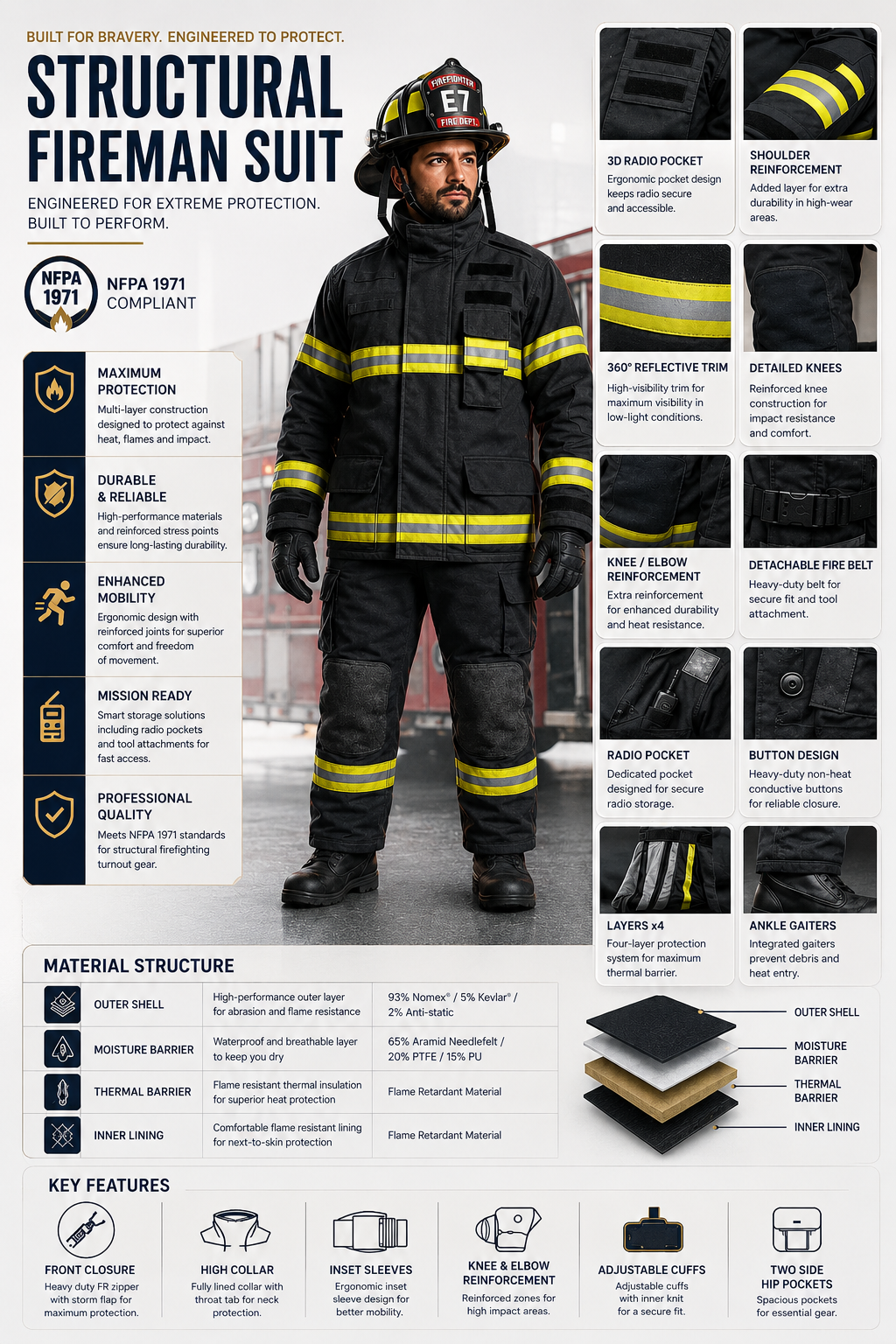 Firefighter Suit With NFPA1971 Certified