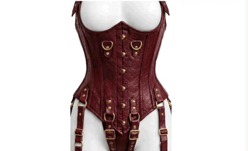Women’s Leather Corset Harness Bodysuit Gothic Buckle Bustier Steampunk Fetish