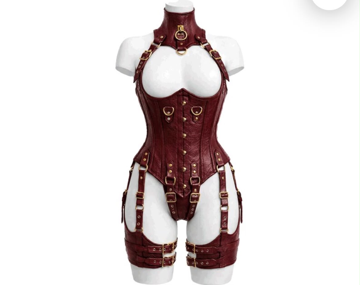 Women’s Leather Corset Harness Bodysuit Gothic Buckle Bustier Steampunk Fetish