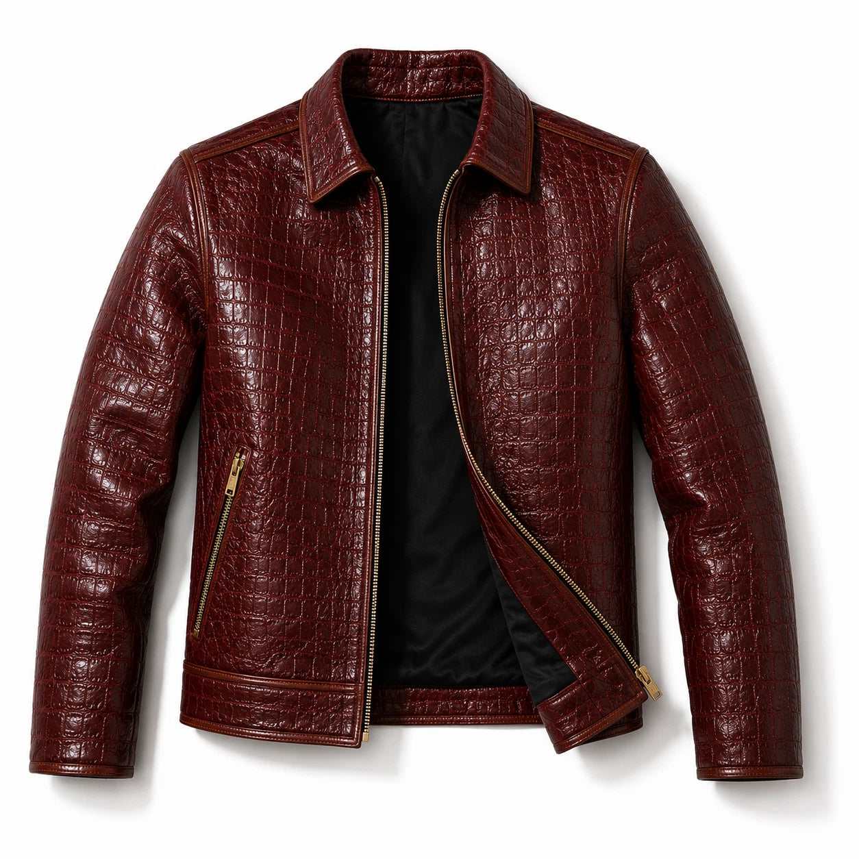 Mens Primium Leather Jacket Crocodile / Biker / Outerwear Jacket