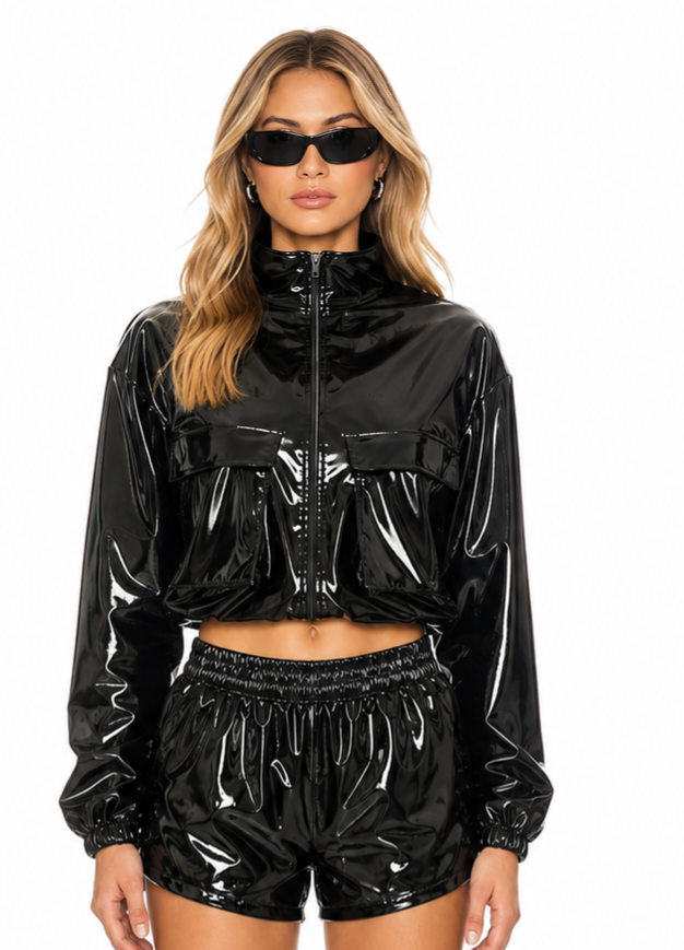 Premium PVC Cropped Jacket (Add Shorts)
