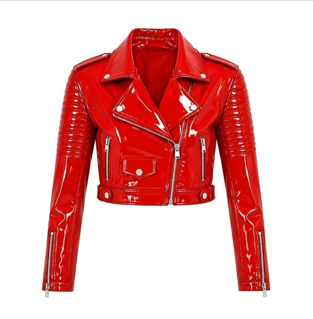 PVC - Women's Stylo  Motorcycle Cropped Jacket
