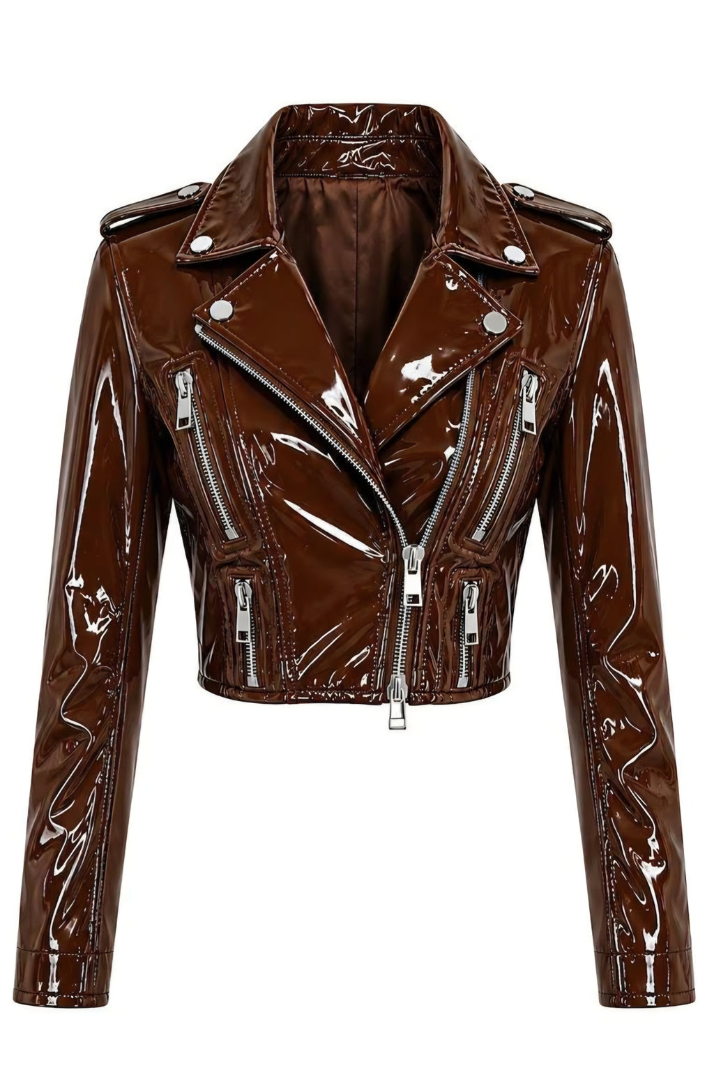 PVC - Women's Stunning Motorcycle Cropped Jacket
